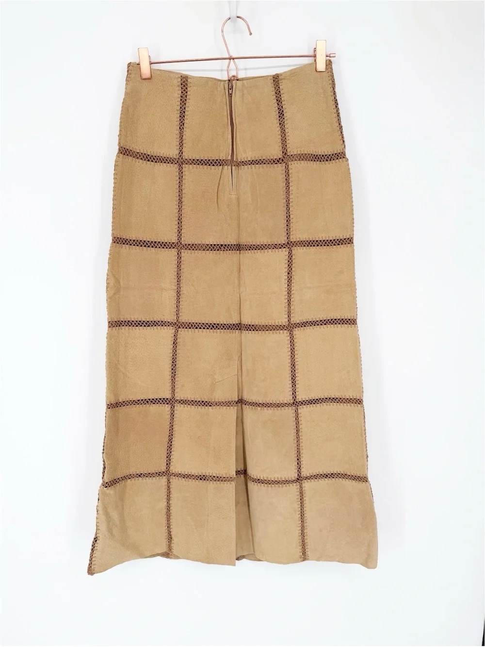 Vintage Bagatelle by Margaret Godfrey Suede Leather Patchwork Skirt New